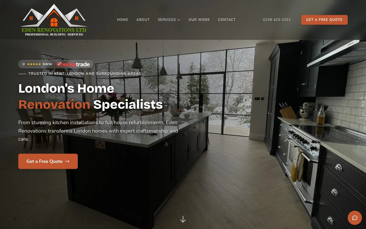 Eden Renovations · Home page — Inspect the business introduction and the invitation to enquire.