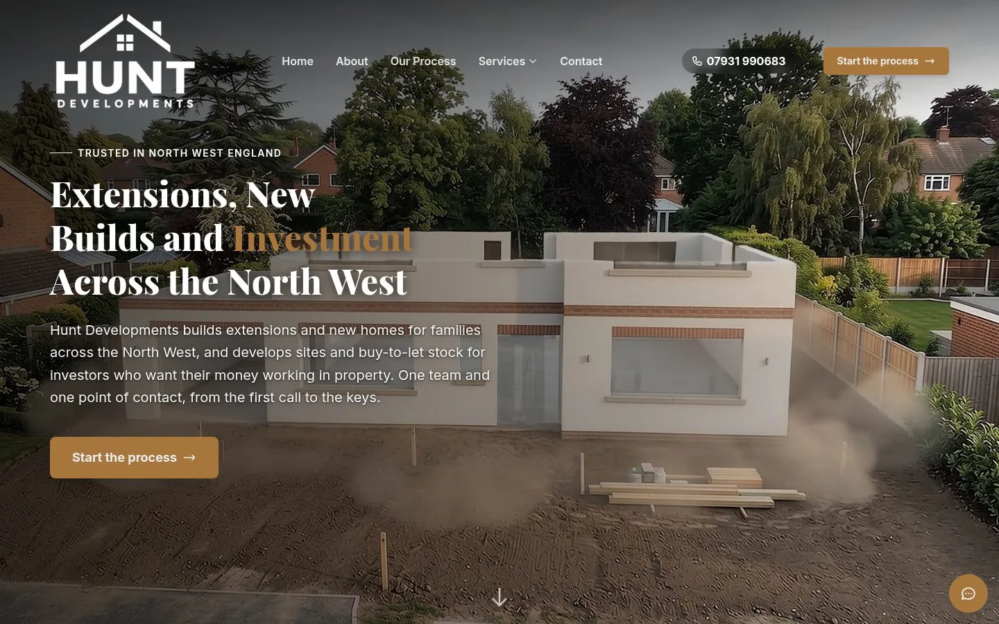 Hunt Developments · Home page — Inspect the services, region and route to an enquiry.